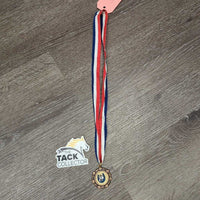 Horse Show Award Bronze Medal with Neck Ribbon *vgc, creases, mnr scuffs, rubs & scratches, older

