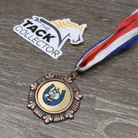 Horse Show Award Bronze Medal with Neck Ribbon *vgc, creases, mnr scuffs, rubs & scratches, older
