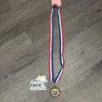 Horse Show Award Bronze Medal with Neck Ribbon *vgc, creases, mnr scuffs, rubs & scratches, older
