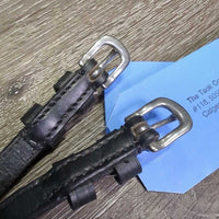 Pr Leather Spur Straps, unicorn charms *vgc, clean, dents, mnr residue, stiff
