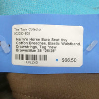 Euro Seat Hvy Cotton Breeches, Elastic Waistband, Drawstrings, Tag *new
