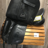 17.5 MW *5 Sankey XTSS Template Dressage Saddle, Black Sankey Cover, Large Front Blocks, Front & Back Gusset Panels, Wool Flocked, Flaps: 15.75"L x 12"W Serial # 18 T XTSS 019415
