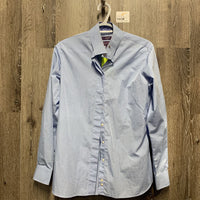 LS Show Shirt, attached snap collar *vgc, older, mnr stained collar edge
