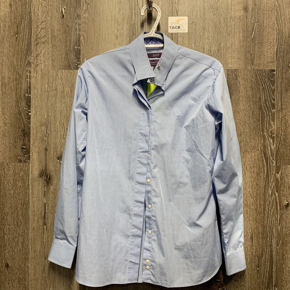 LS Show Shirt, attached snap collar *vgc, older, mnr stained collar edge