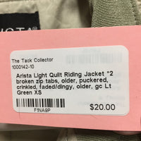 Light Quilt Riding Jacket *2 broken zip tabs, older, puckered, crinkled, faded/dingy, older, gc
