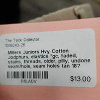Juniors Hvy Cotton Jodphurs, elastics *gc, faded, stains, threads, older, pilly, undone seam/hole, seam holes