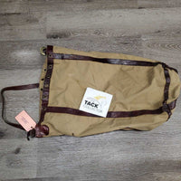 Canvas/Leather Bag, drawstring top *0 drawstring, gc, older, mnr dirt, discolored & stains, sm snag/hole