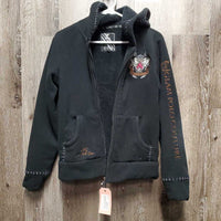 Hvy Sherpa Lined Fleece Jacket, Zip up *gc, hairy, threads, pills, dirt, rubbed/frayed decorative seam edges