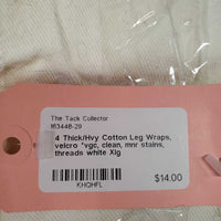 4 Thick/Hvy Cotton Leg Wraps, velcro *vgc, clean, mnr stains, threads
