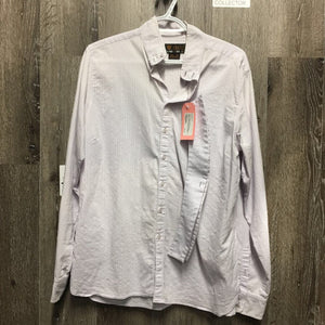 LS Show Shirt, 2 button collars *older, gc, wrinkles, puckered seams, crinkled collars