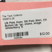 SS Polo Shirt, 1/4 Button Up *gc, stains, snags
