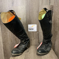 Pr Field Boots, Zips *Left: breaking/stuck zip, heel rubs, older, curled edges, rubs, repairs, laces