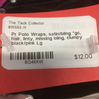 Pr Polo Wraps, satin/bling *gc, hair, linty, missing bling, clumpy