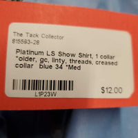 LS Show Shirt, 1 collar *older, gc, linty, threads, creased collar