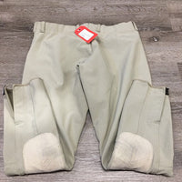 Hvy Side Zip Breeches *gc, older, puckered seams, pulled seat seam, mnr snags, pills, rubs & stains
