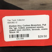 Hvy Cotton Breeches, Pull On *gc, faded, puckered seams, pulled seat elastics, threads, stains
