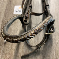 Rsd/Padded Bridle, braided noseband *tight keepers, split, xholes, smellsdirty, mold, cracking, scratches, mismatched
