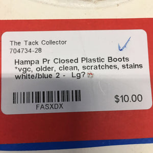 Pr Closed Plastic Boots *vgc, older, clean, scratches, stains
