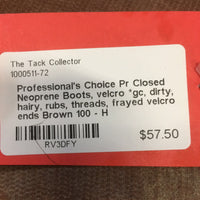 Pr Closed Neoprene Boots, velcro *gc, dirty, hairy, rubs, threads, frayed velcro ends

