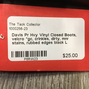 Pr Hvy Vinyl Closed Boots, velcro *gc, crinkles, dirty, mnr stains, rubbed edges