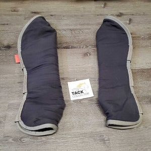 Pr Tall Hind Fleece Lined Shipping Boots *older, crumpled, faded, sm holes, slices, hairy velcro