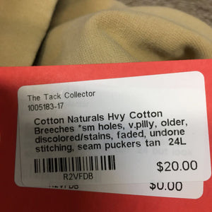 Hvy Cotton Breeches *sm holes, v.pilly, older, discolored/stains, faded, undone stitching, seam puckers