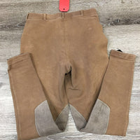 Hvy Cotton Breeches, Pull On *sm seam holes, pulled seat, hole, rubs, threads, undone elastic stitching, gc