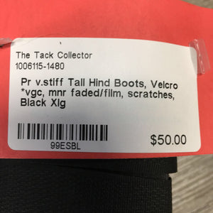 Pr v.stiff Tall Hind Boots, Velcro *vgc, mnr faded/film, scratches