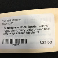 Pr Neoprene Hock Boots, velcro *vgc, clean, hairy velcro, mnr hair, pilly edges