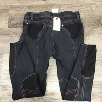 Euroseat Breeches *gc, seam puckers, puckers, rubbed seat/legs, threads, folded waist band