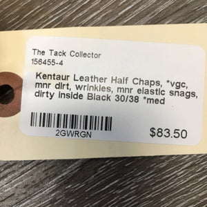 Leather Half Chaps, *vgc, mnr dirt, wrinkles, mnr elastic snags, dirty inside