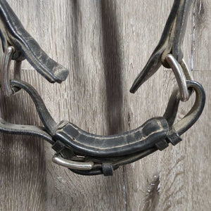 Padded Crank Dressage Noseband Only, flash & buckle attachment *v.dirty, stiff, older, tight keeper, rubs