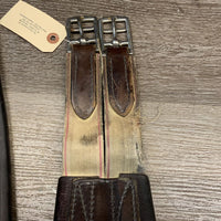 Thick Padded Leather Girth, 1x els *torn elastic, older, stains, mnr dirty seams, discolored/stains, scratches
