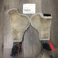 Pr Hind Fleece Lined Boots, velcro *older, dirty, clumpy, hairy velcro, mnr ripped edges
