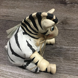 Stuffed Zebra, clay hooves & head *vgc