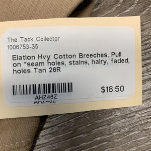 Hvy Cotton Breeches, Pull on *seam holes, stains, hairy, faded, holes