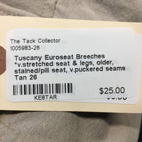 Euroseat Breeches *v.stretched seat & legs, older, stained/pill seat, v.puckered seams
