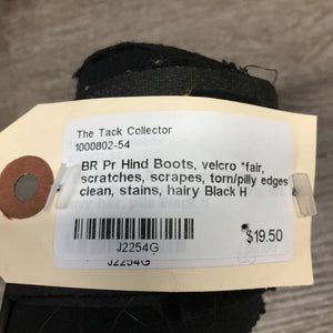 Pr Hind Boots, velcro *fair, scratches, scrapes, torn/pilly edges, clean, stains, hairy