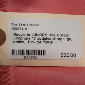 JUNIORS Hvy Cotton Jodphurs *0 Jodphur straps, gc, stains