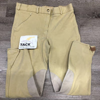 Cotton Breeches *gc, older, faded, pilly, rubs, seam puckers, stains, discolored seat/legs
