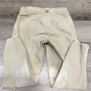 Euroseat Breeches *older, v.stretched & puckered, undone stitching, dingy, discolored, v.puckered seams