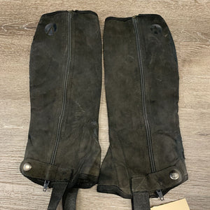 Pr Synthetic Suede Half Chaps *dirty, undone stitching, bare spots, faded, peeled