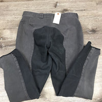 Full Seat Breeches *older, faded, seam puckers, seat seam hole, v.pilly waistband, hairy velcro, rubs