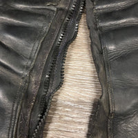 Pr Leather Half Chaps, Back Zips *dirty, stretched elastic, repaired, undone stitching, missing strap/snap
