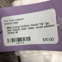 Long Cotton Stock Tie *gc, mnr stains, hair, older, seam puckers