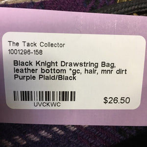 Drawstring Bag, leather bottom *gc, hair, mnr dirt