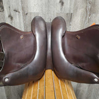 17 M *4.75 Regal Monoflap Dressage Saddle, Lg Exterior Front Blocks, Wool Flocking, Rear Gusset Panels, Flaps: 16"L x 12.5"W
