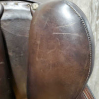 17 M *4.75 Regal Monoflap Dressage Saddle, Lg Exterior Front Blocks, Wool Flocking, Rear Gusset Panels, Flaps: 16"L x 12.5"W
