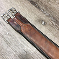 Narrow Leather Girth, 1x els *older, gc, clean, hairy seams, creases/cracking, faded/discolored, rubs