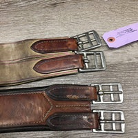Narrow Leather Girth, 1x els *older, gc, clean, hairy seams, creases/cracking, faded/discolored, rubs